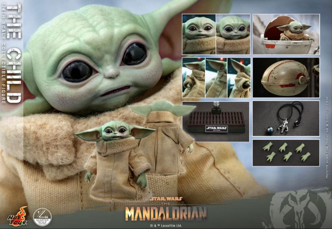 ホットトイズ QS018マンダロリアン 1/4フィギュアザ・チャイルドグローグー