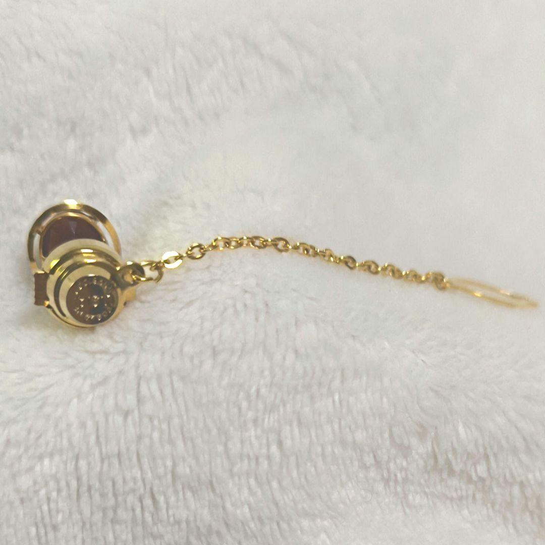 18金ゴールド 赤色オ一バルカツ卜ピンブローチK18天然宝石 ネクタイピン