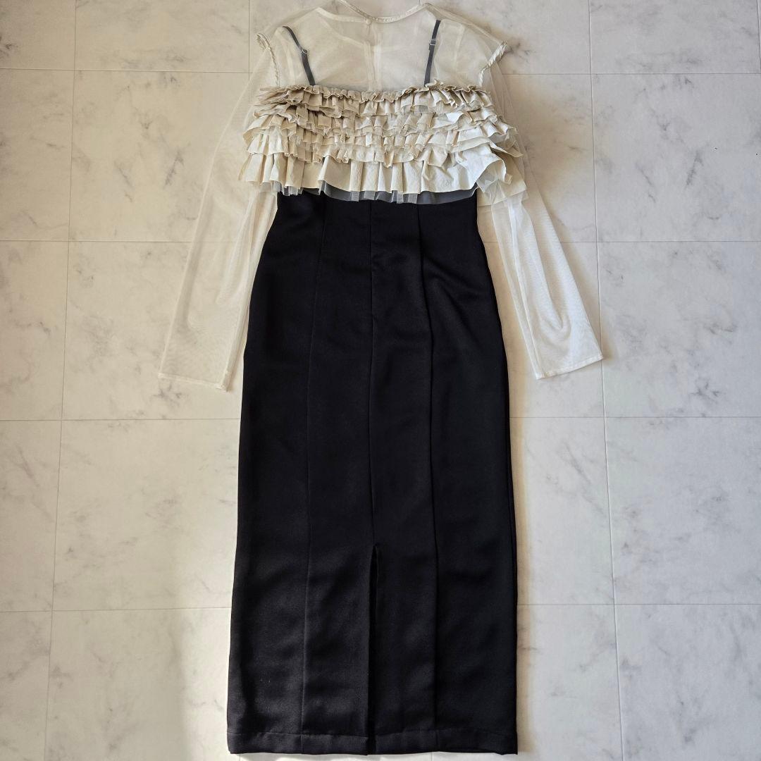 アンドレスド　タフタチュールベストセットドレス 　ブラック　オケージョンドレス