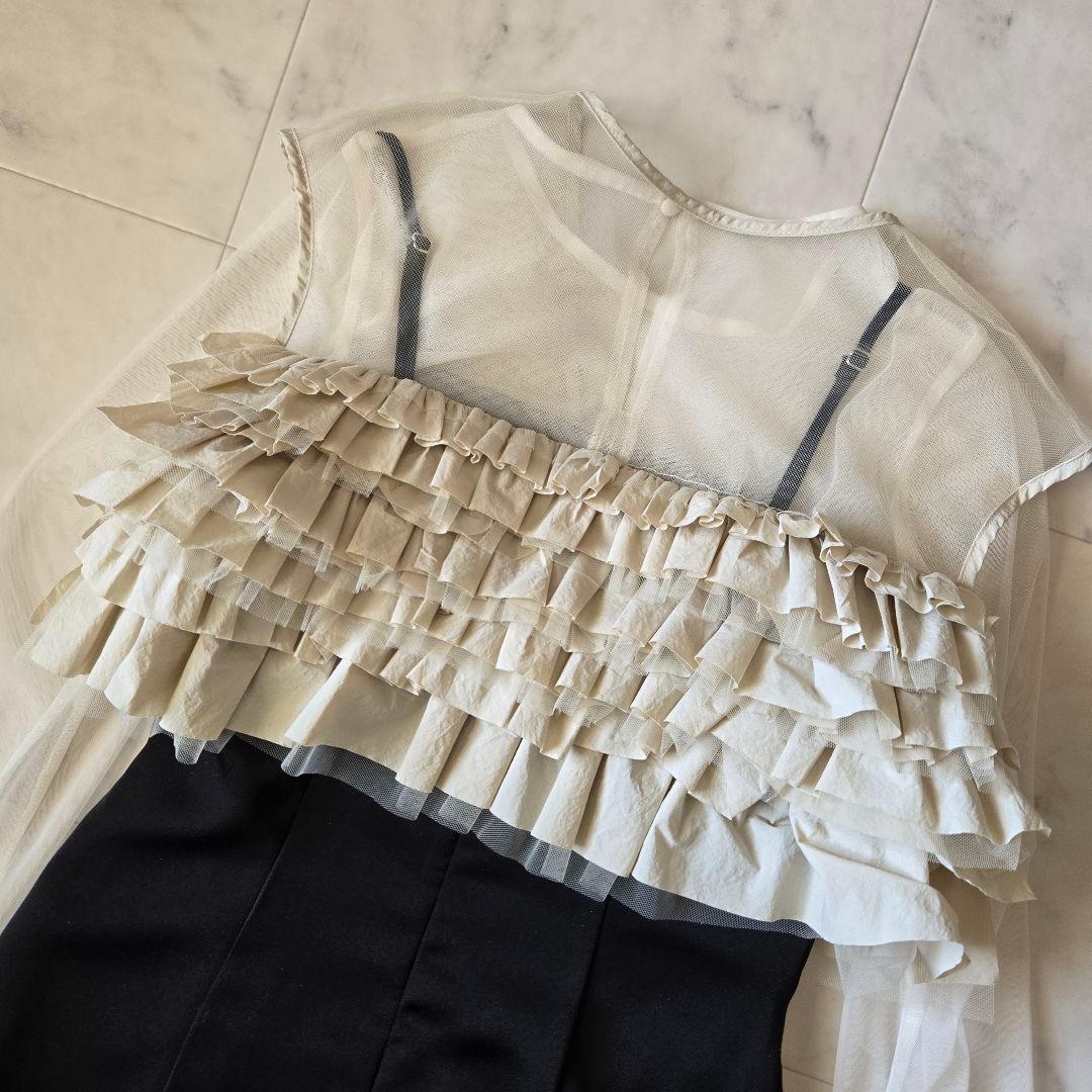 アンドレスド　タフタチュールベストセットドレス 　ブラック　オケージョンドレス