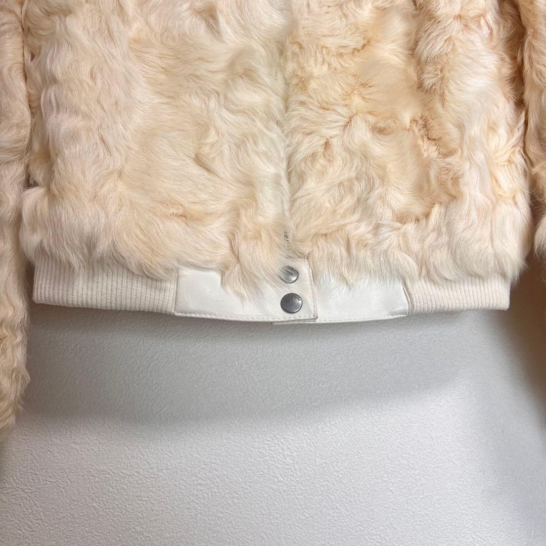 ピンクハウス ファージャケット ラムレザー ホワイト もこもこ Mサイズ