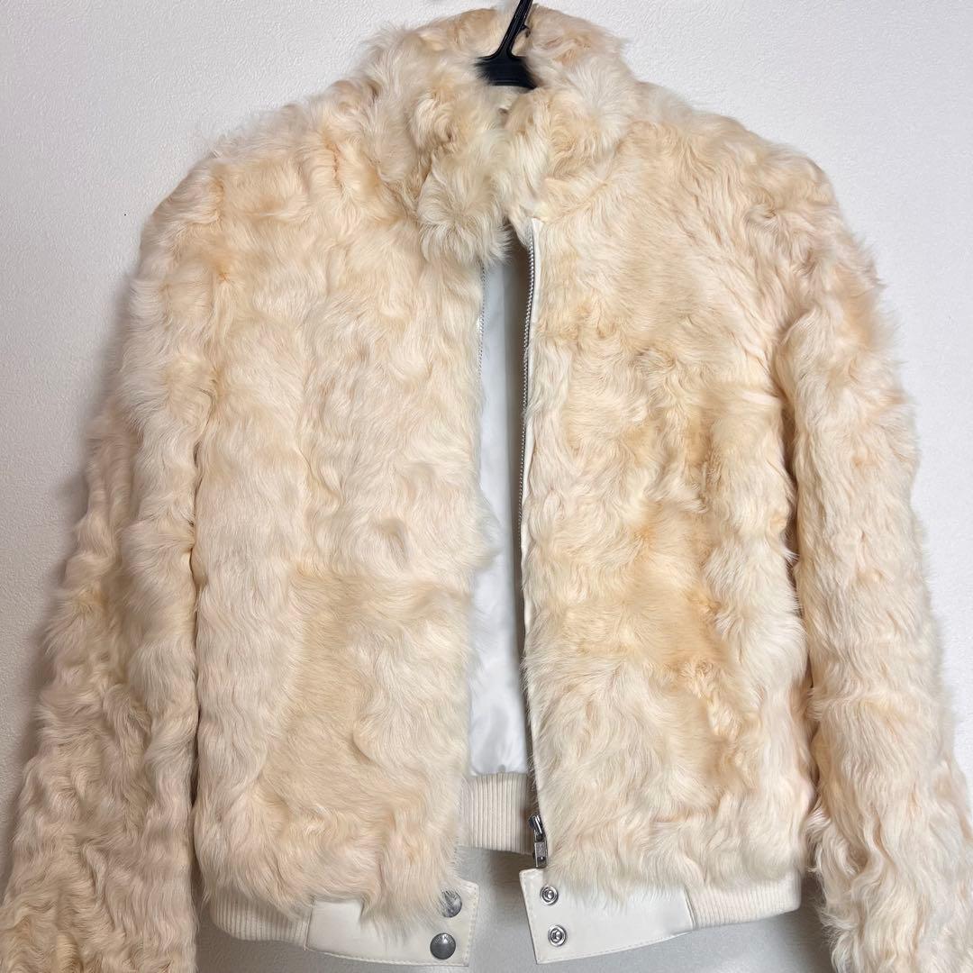 ピンクハウス ファージャケット ラムレザー ホワイト もこもこ Mサイズ