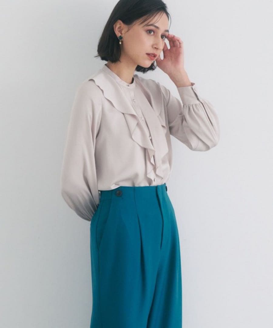 【1284】新品　アナイ　サテンアムンゼンフリル　ブラウス　フォーマル　38