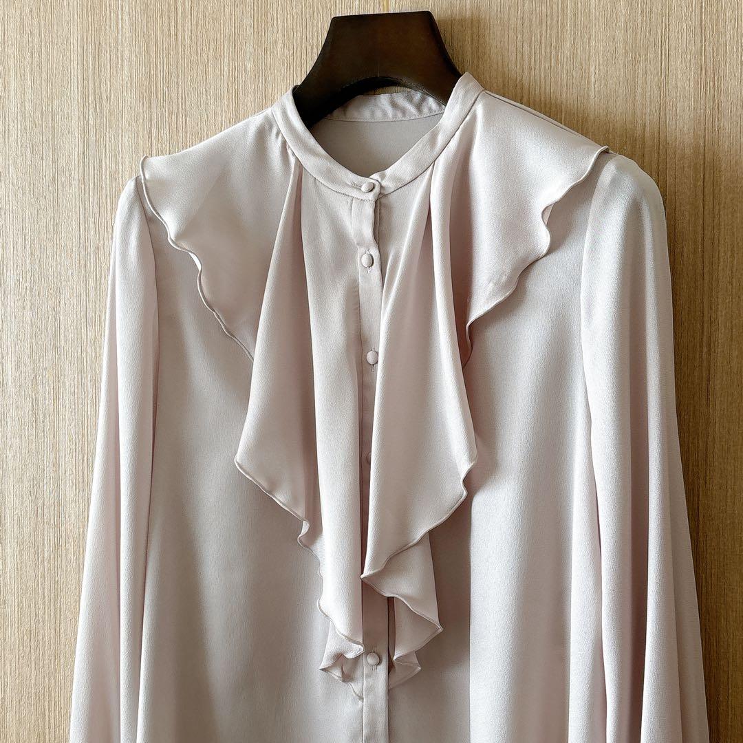 【1284】新品　アナイ　サテンアムンゼンフリル　ブラウス　フォーマル　38