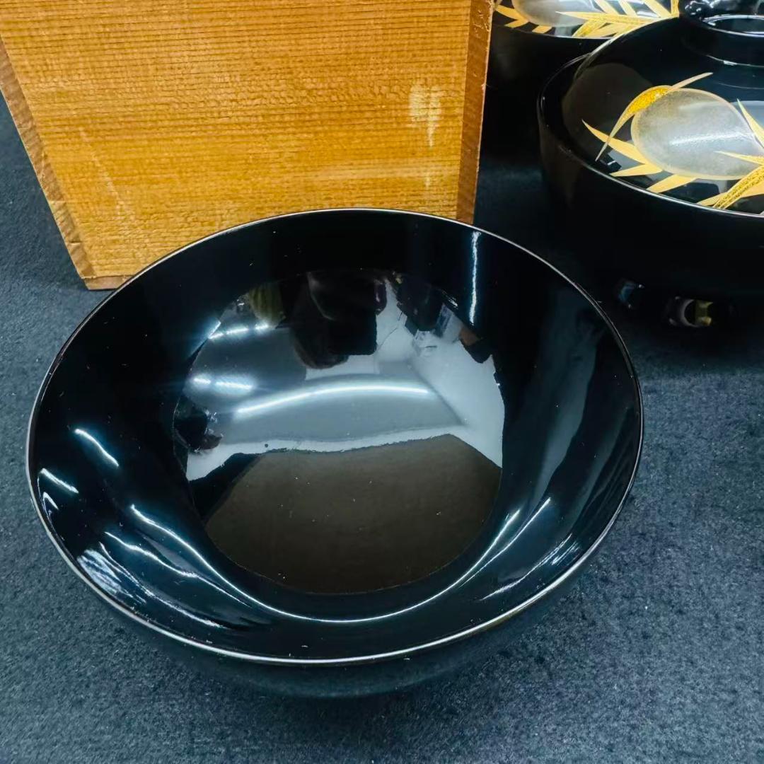 希有　美品　輪島塗　木製漆器 鷺蒔絵 吸物椀 十客12cm お正月