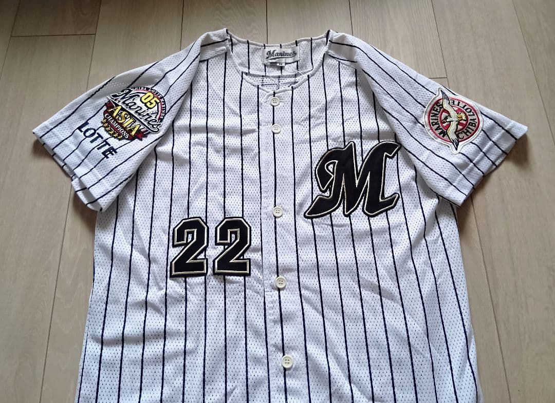 【当時物　タグ付き】千葉　ロッテ　マリーンズ　里崎　ホーム　ユニフォーム　M