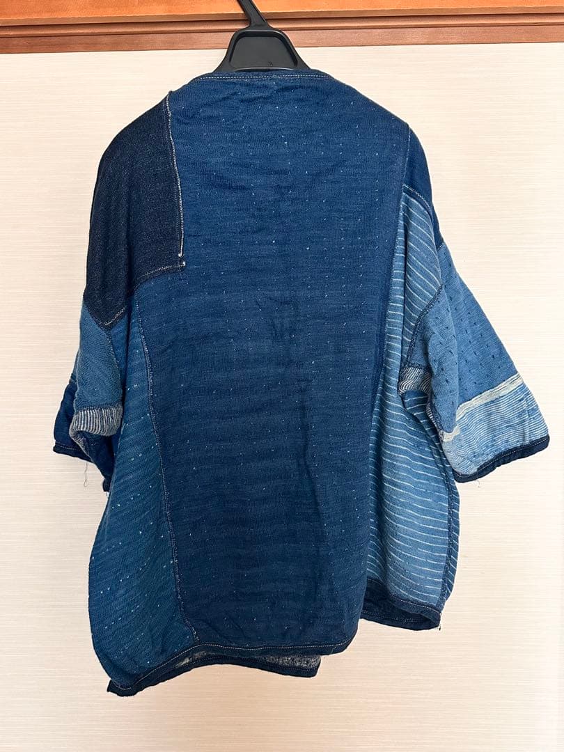 藍職人 野良着馬T-S パッチワーク 半袖シャツ ダークブルー