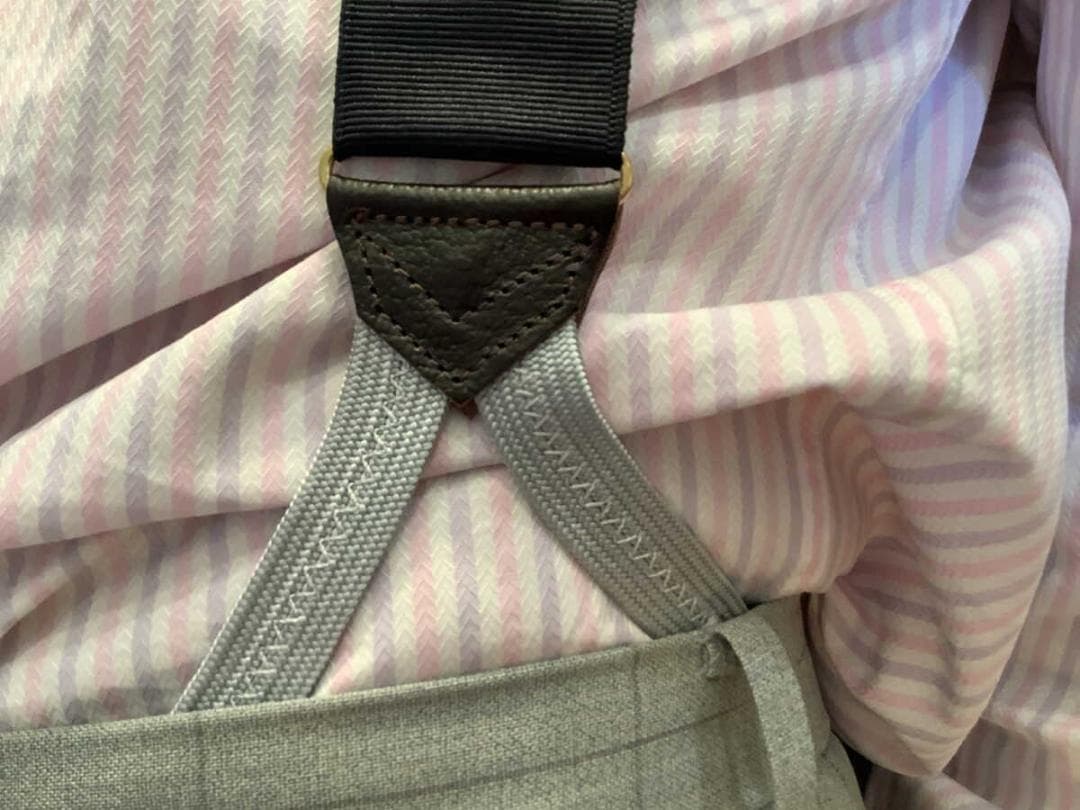 サスペンダー英国製アルバートサーストン6ボタン留モアレBKGDGY B311