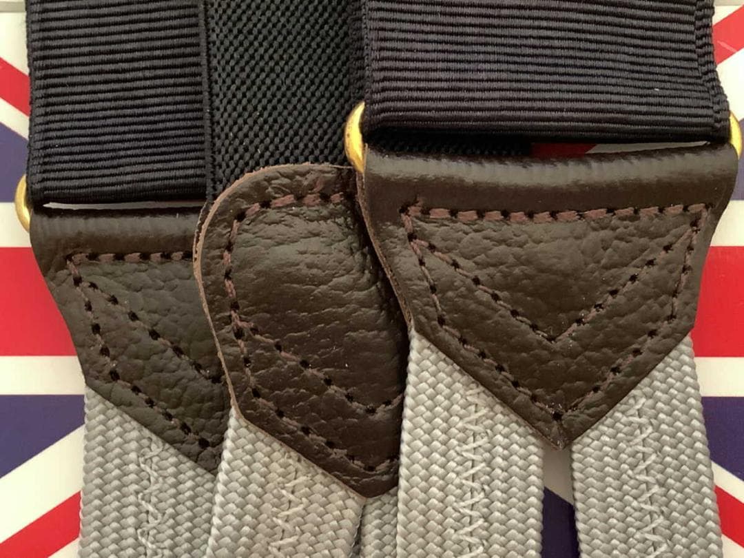 サスペンダー英国製アルバートサーストン6ボタン留モアレBKGDGY B311