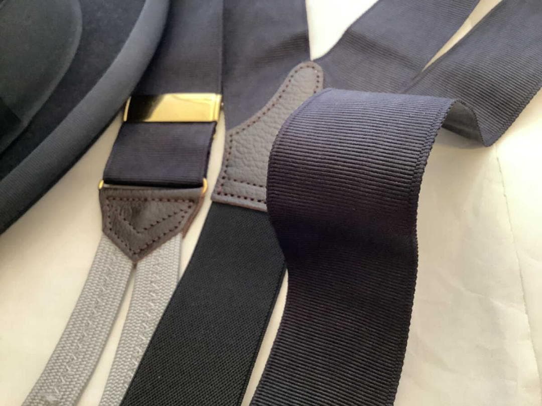 サスペンダー英国製アルバートサーストン6ボタン留モアレBKGDGY B311