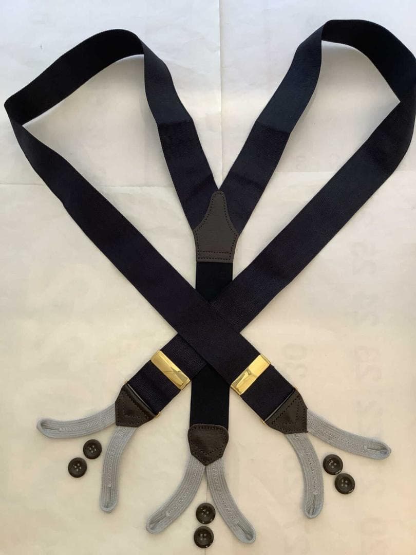 サスペンダー英国製アルバートサーストン6ボタン留モアレBKGDGY B311