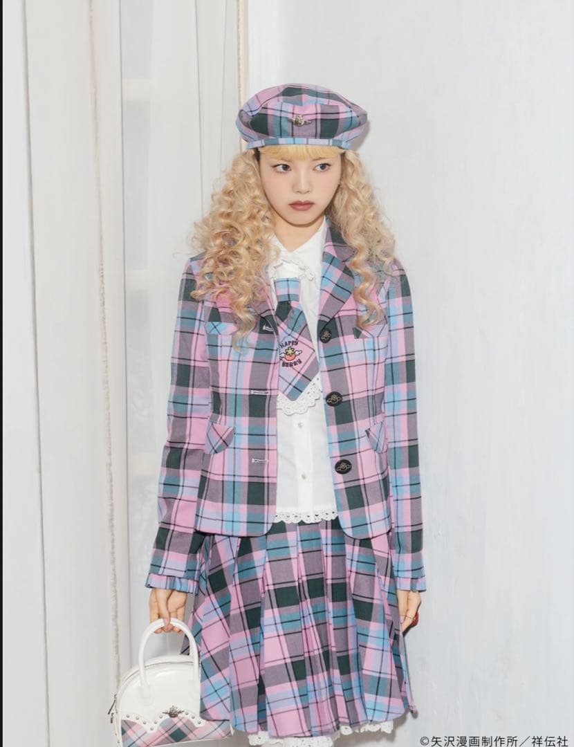 ハッピーベリー　heihei ヘイヘイ　チェック柄ベレー帽 ピンク コラボ