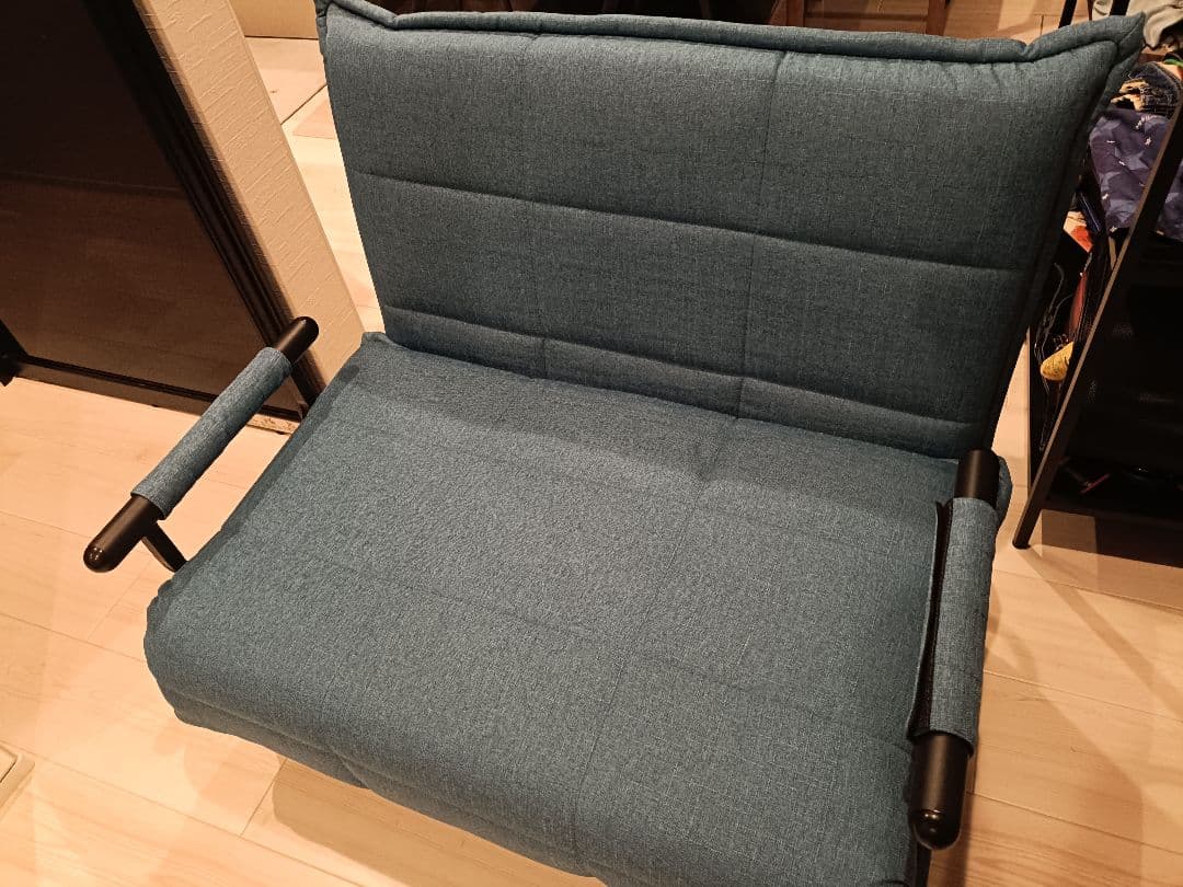 ダークブルー ソファベッド 付属クッション付き