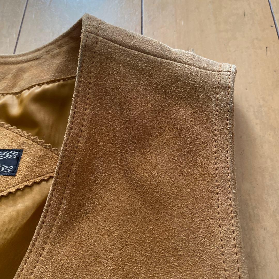 ネイティブ柄 チマヨ レザーベスト M スエード 牛革 90s ヴィンテージ