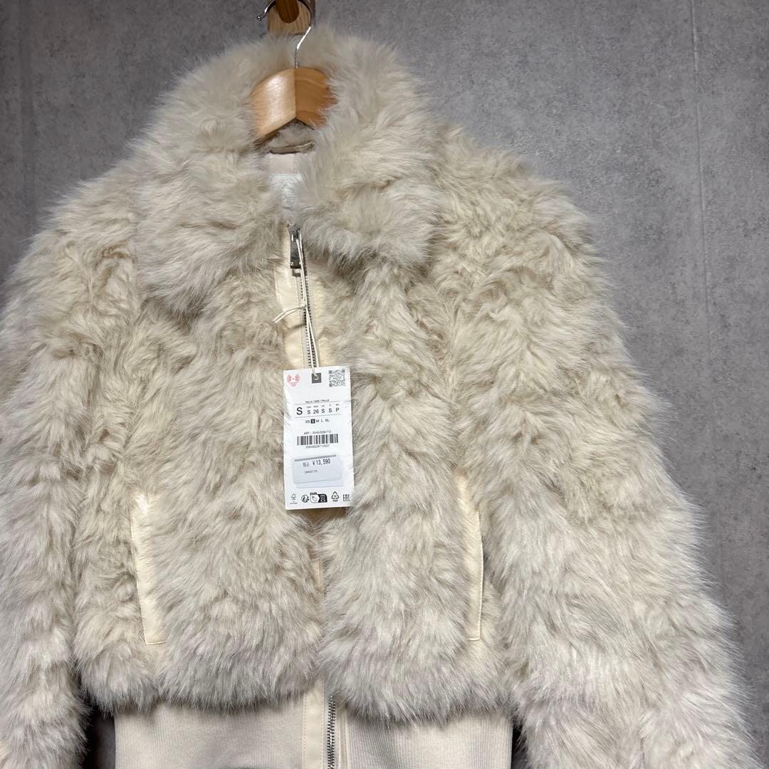 ZARA 訳あり フェイクファーボンバージャケット S