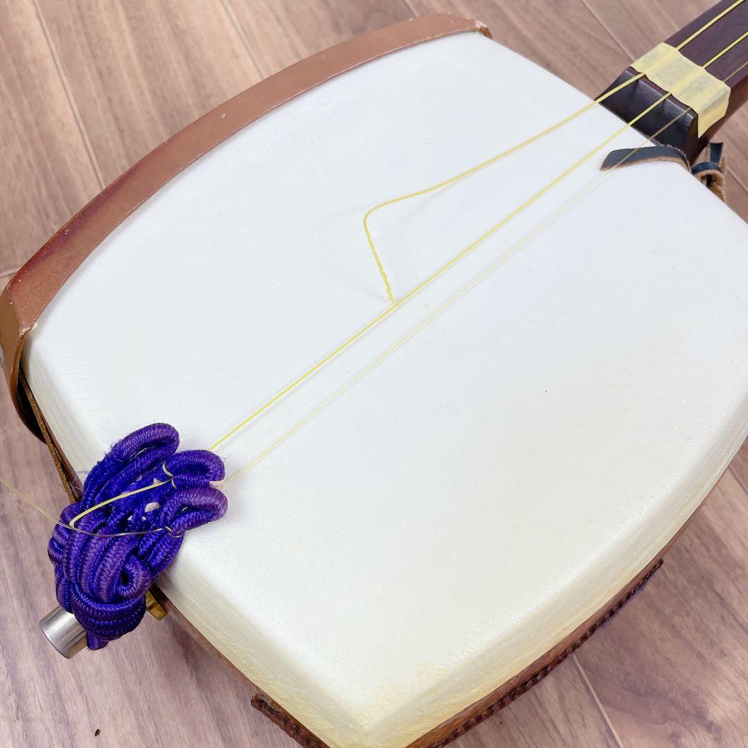 津軽三味線 一本溝 丸打胴 紅木 犬皮 東さわり 和楽器