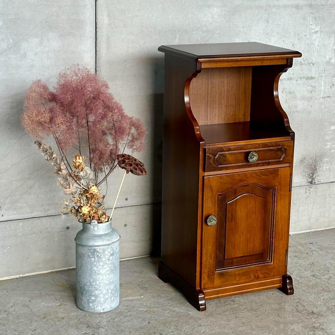 ✿Karimoku✿カリモク コロニアル 花台 収納棚 レトロモダン家具