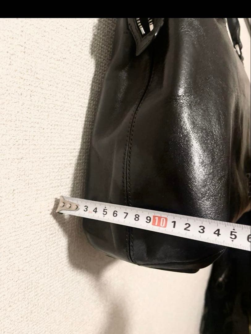 【希少型・本革】HIROFU ブラック　大きめハンドバッグ