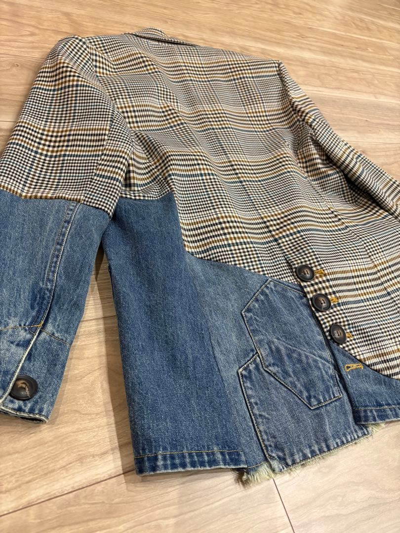 MICALLE MICALLE デニムｘグレンチェック柄リメイク風ジャケット