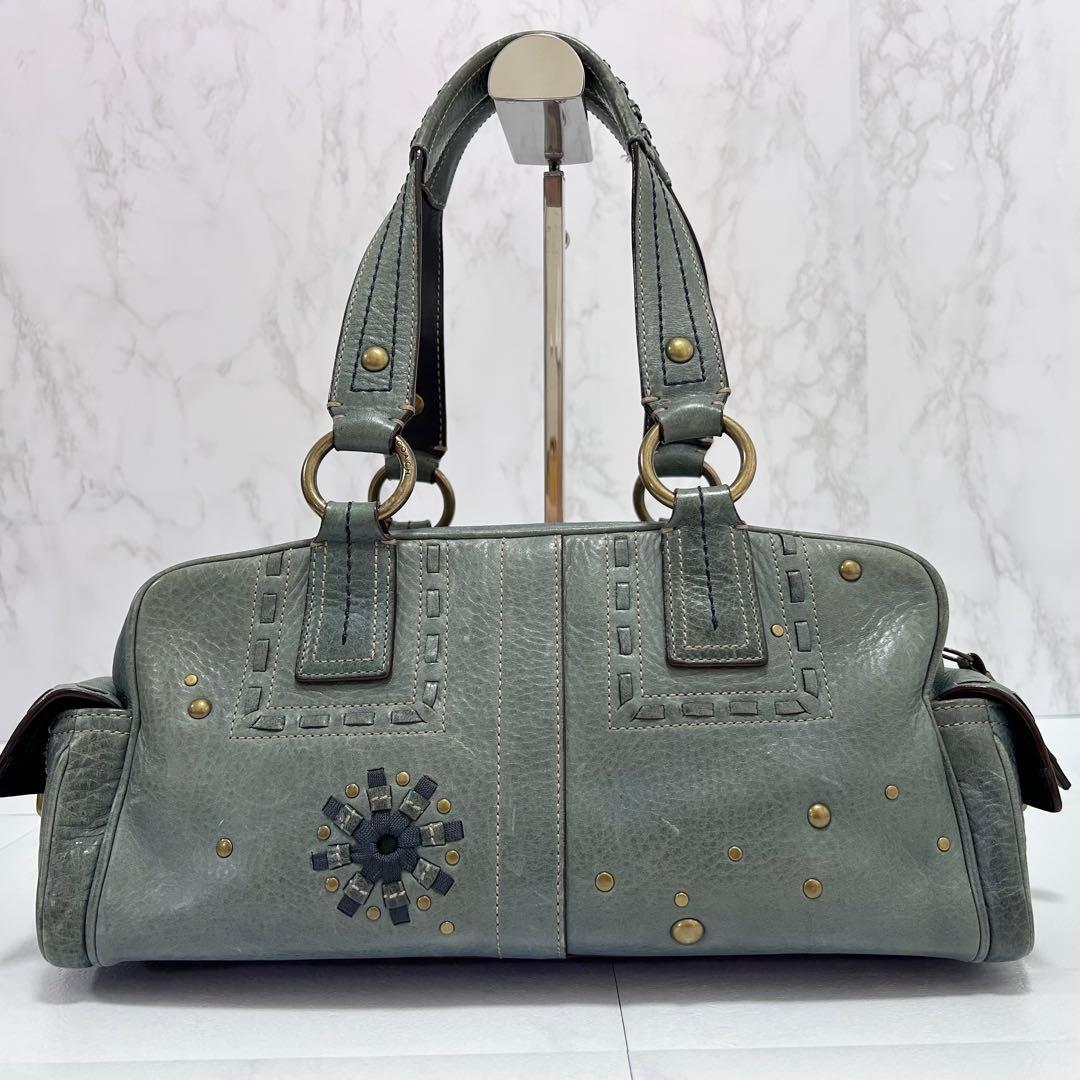 Rare COACH y2k Mini Boston Bag Blue 肩掛け