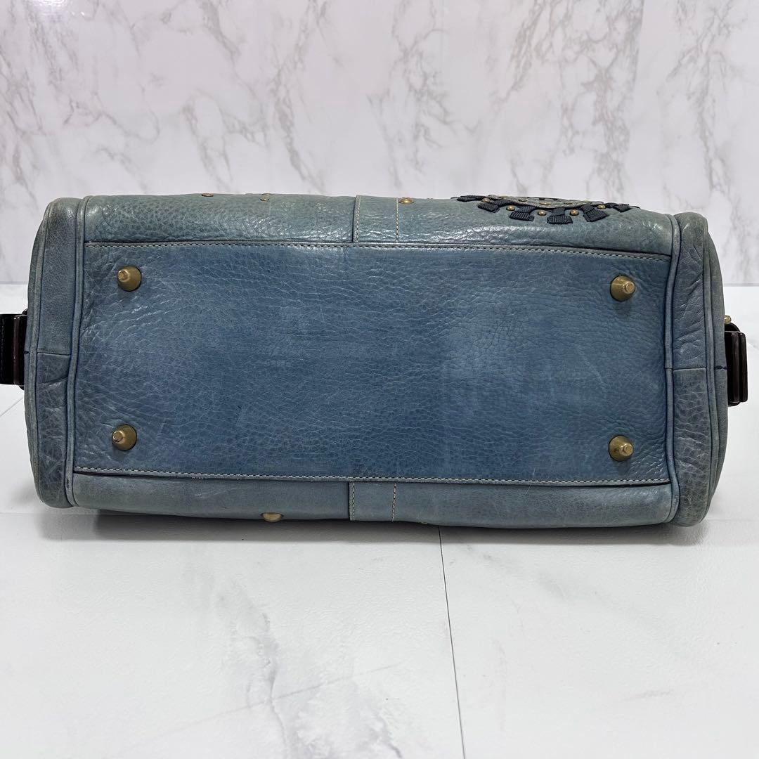 Rare COACH y2k Mini Boston Bag Blue 肩掛け