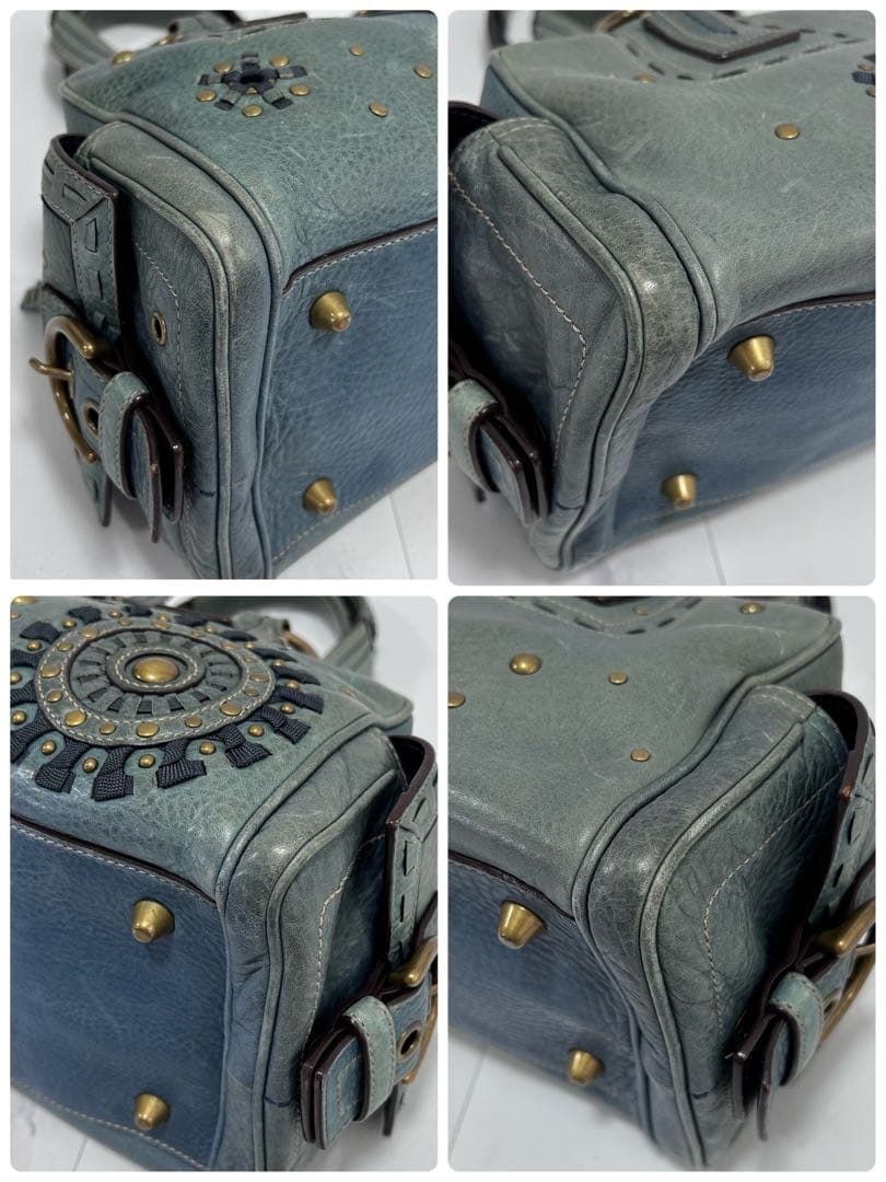 Rare COACH y2k Mini Boston Bag Blue 肩掛け