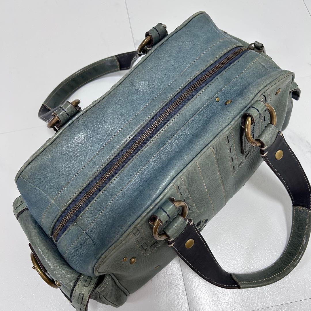 Rare COACH y2k Mini Boston Bag Blue 肩掛け