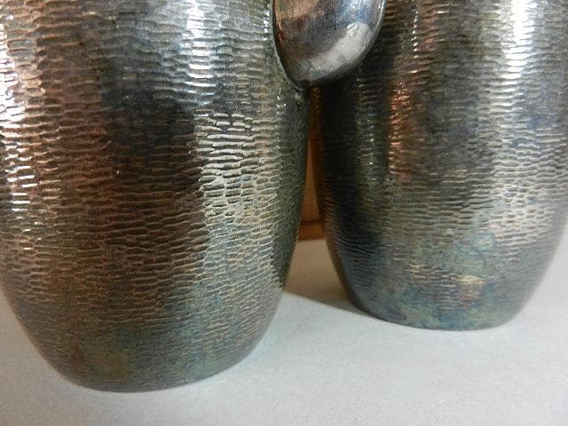 京都「岡野利光」造　純銀製棗形酒器「ちろり」一対