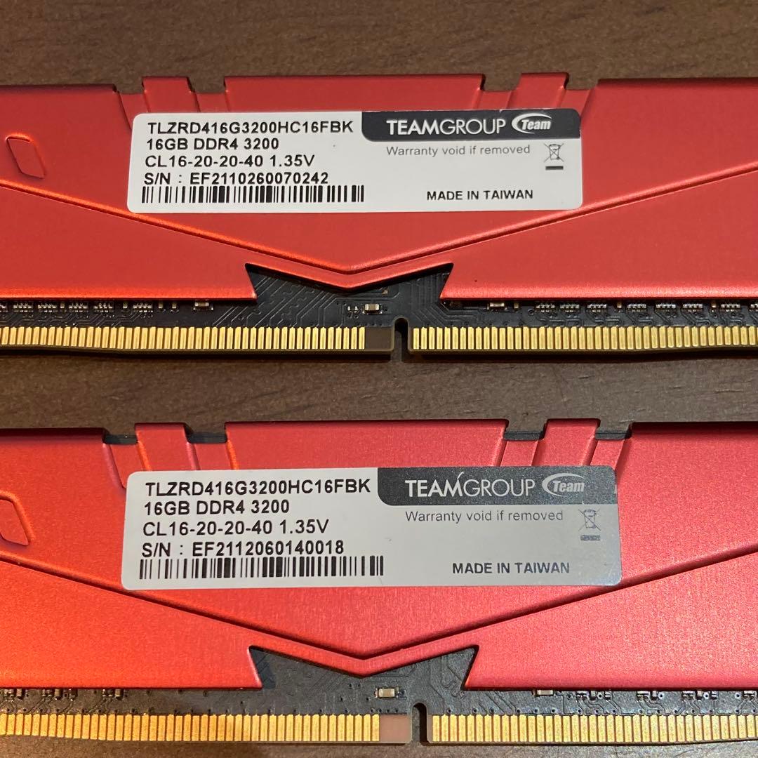 TEAMGROUP 32GB（16GB×2） DDR4 3200MHz メモリー