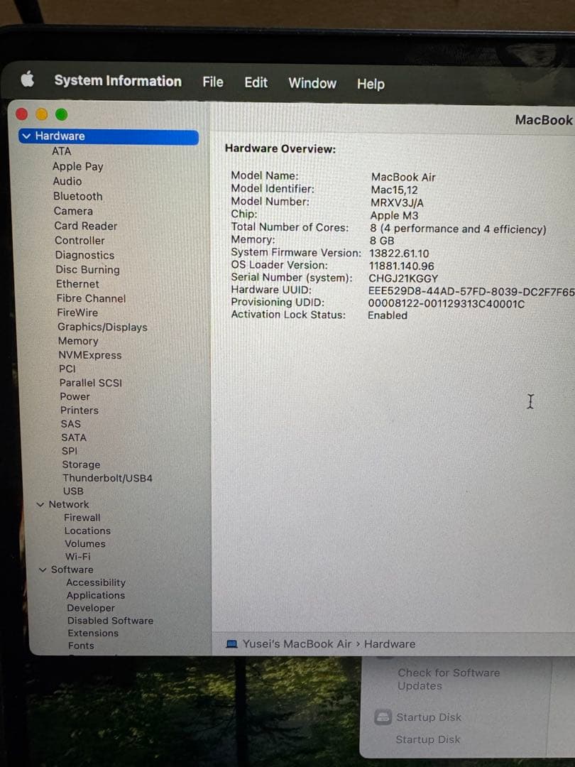 Apple MacBook M3 13インチ ミッドナイト