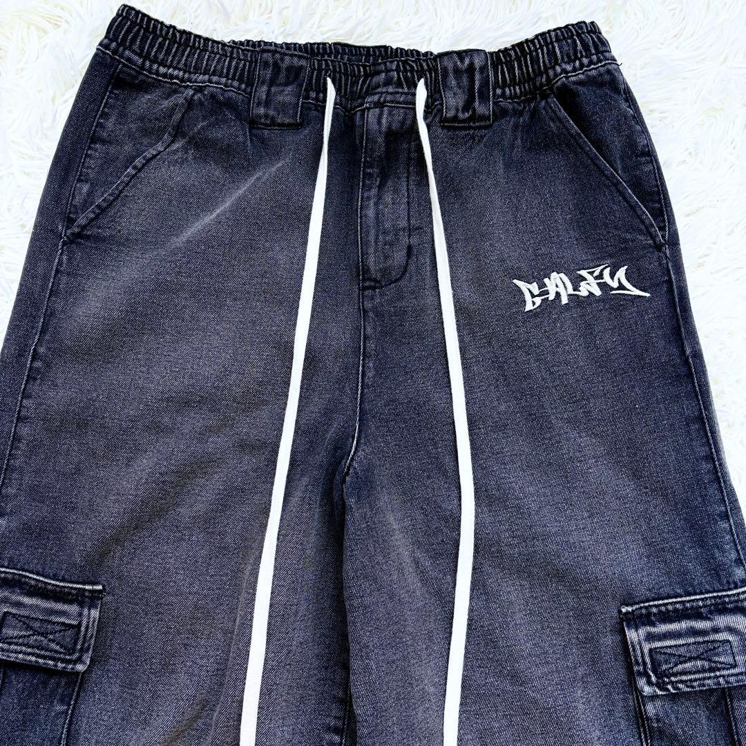 美品 GALFY 2024年夏発売ハーフデニムカーゴパンツ 中型犬 ロゴ刺繍 L