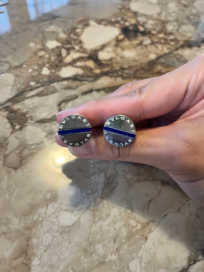 BVLGARI シルバー/ブルー カフリンクス