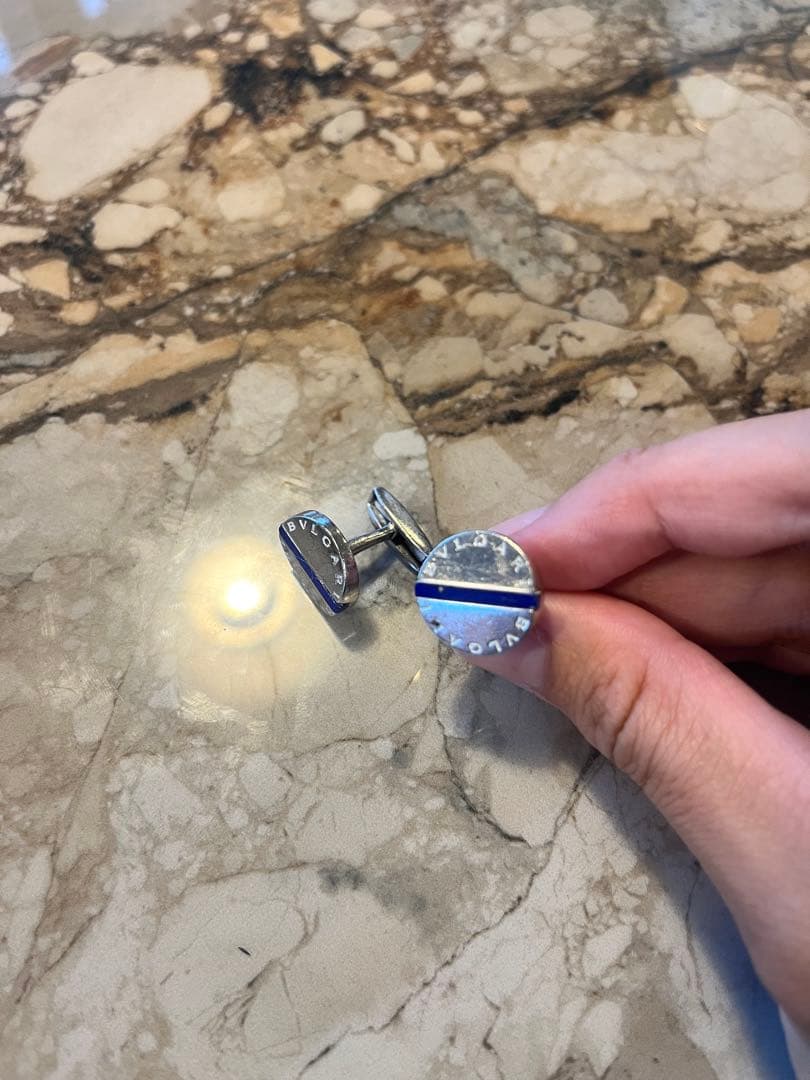 BVLGARI シルバー/ブルー カフリンクス