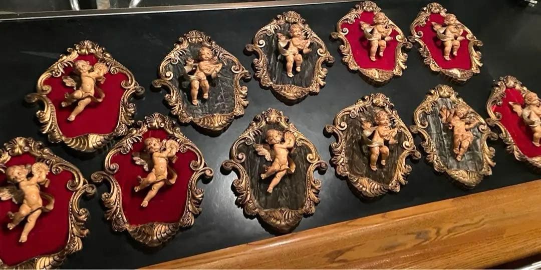 11枚セット　天使のフレーム　イタリア　ディポセ　3D立体的天使　ヴィンテージ