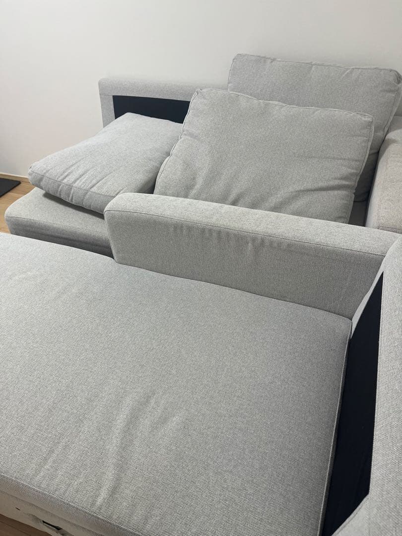 【スノー】ニトリ　カウチソファ ライトグレー 収納付き