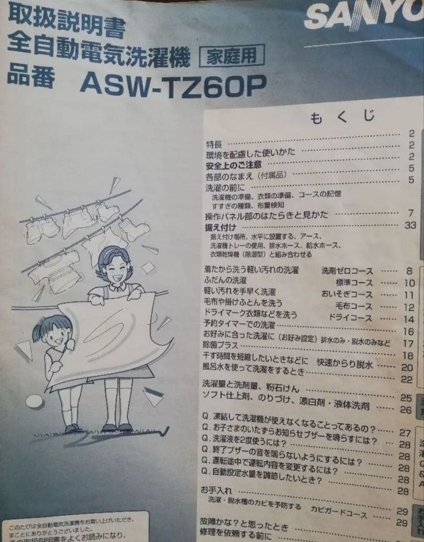 洗濯機・6kg・SANYO ASW-TZ60P
