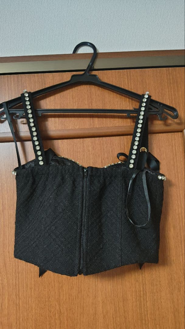 スエードリボン×チェックツイードベルトデザインセットアップドレスfm3734