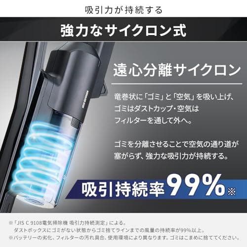 アイリスオーヤマ 充電式サイクロンスティッククリーナー掃除機 コードレス 静po