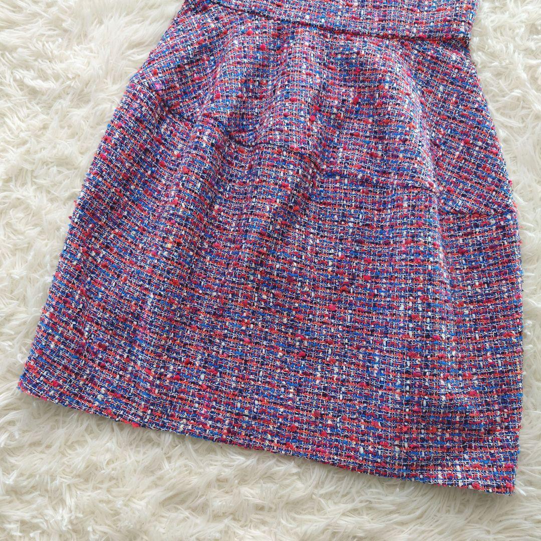 YOKOCHAN ツイード バルーンドレス 36 美シルエット 赤系