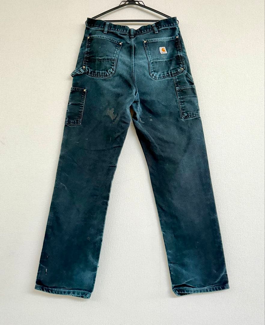 超超スペシャル 33X34 W33 カーハート ダブルニー パンツ ブラック 黒