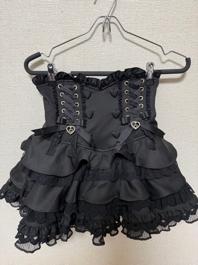 LIZLISA リズリサ レースアップティアードスカパン Black