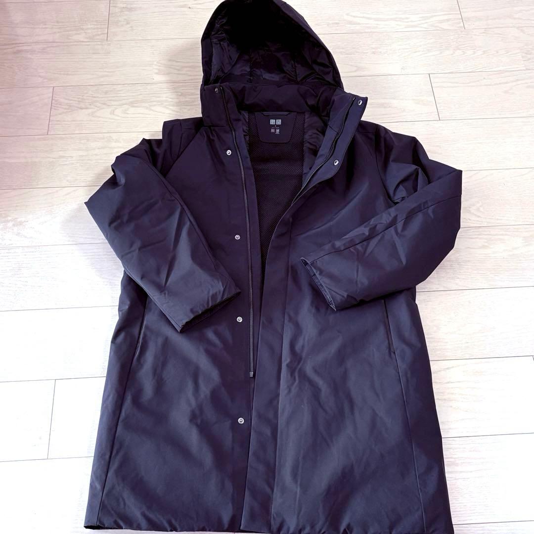 【2025年12月購入】極美品 ユニクロ ハイブリッドダウンコート ネイビー M