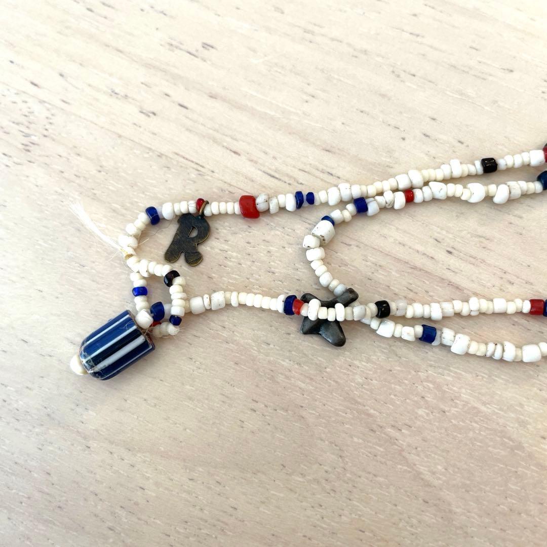 45R アンティークビーズのネックレス(トリコロール)