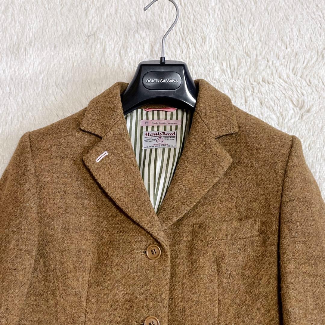 美品 ポールスミス ハリスツイードコラボ ウール テーラードジャケット チェック
