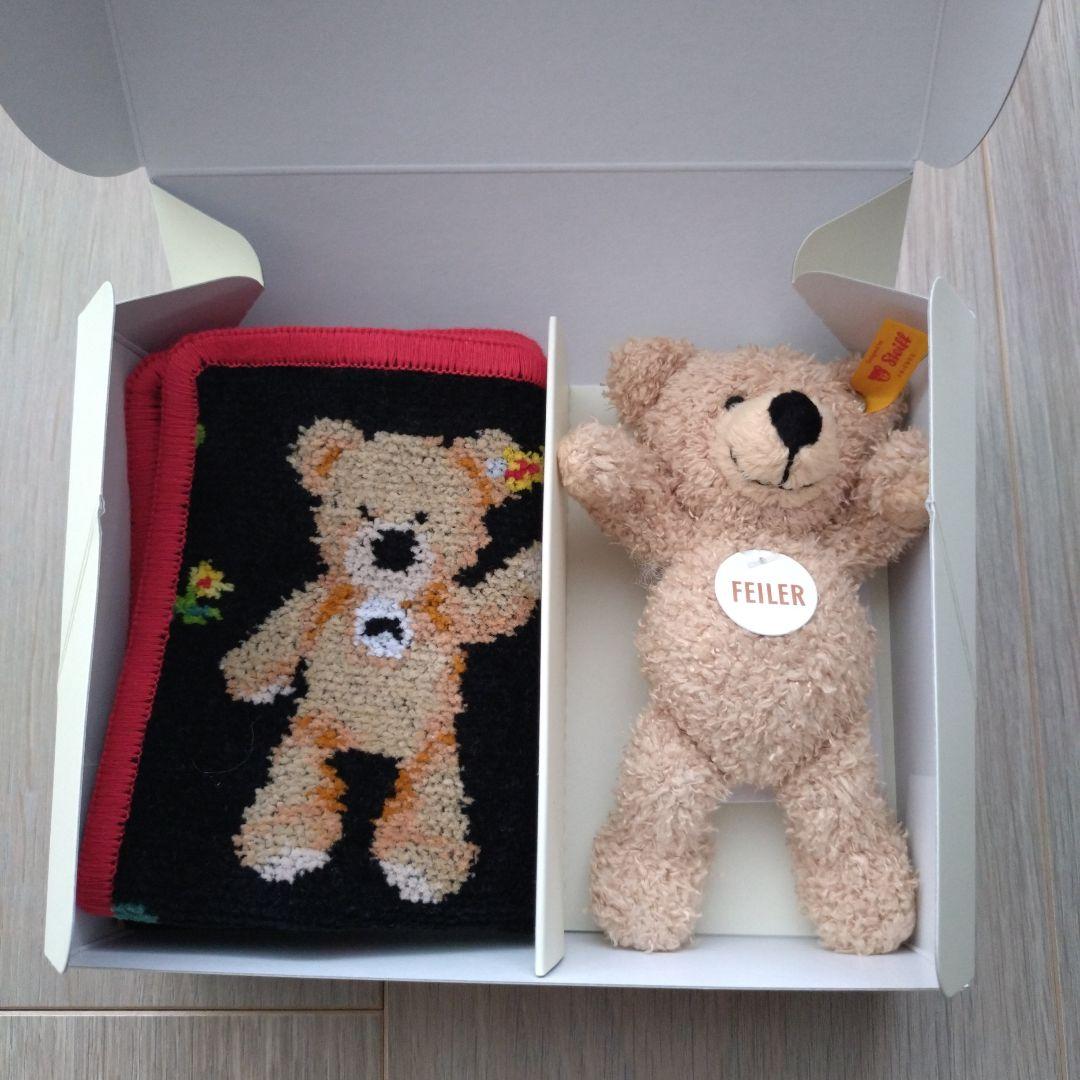 Steiff x Feiler コラボベアとハンカチセット
