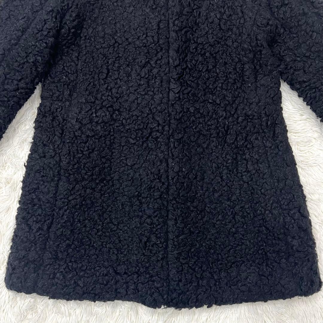 【希少】45R ノーカラー プードル ボアコート ブラック2