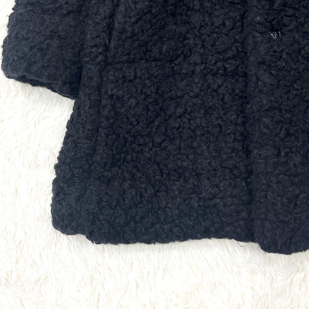 【希少】45R ノーカラー プードル ボアコート ブラック2