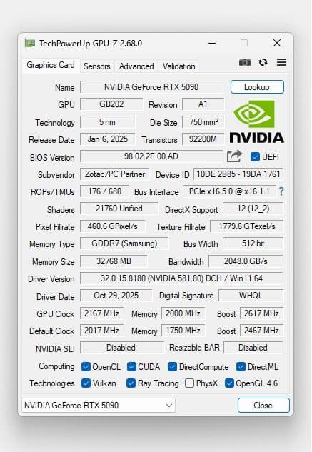 ZOTAC RTX 5090 AMP Extreme INFINITY 本体