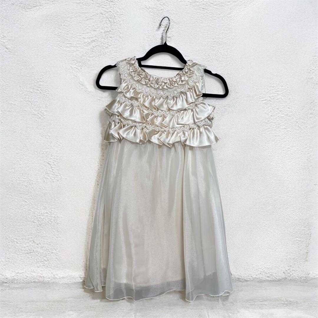 【1回着用】TOCCA フリル付きドレス 140 アイボリー