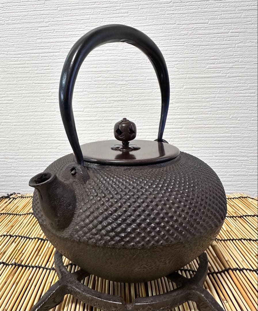 未使用品　龍敏堂造　袋鉉　飾摘銅蓋　南部鉄瓶　南部鉄器　調理器具